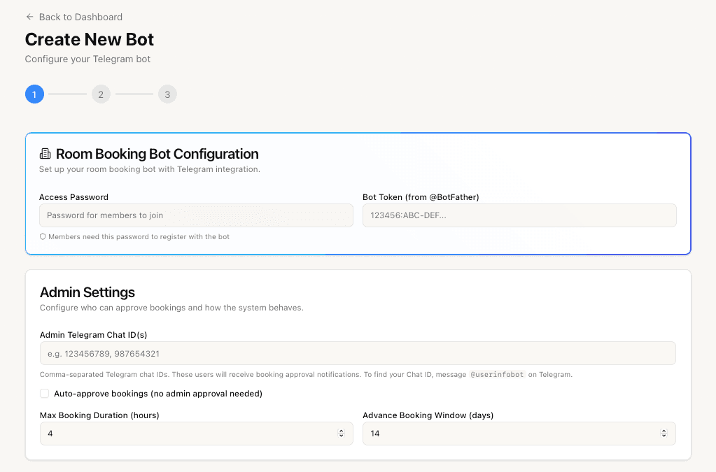 Assembyl bot configuration dashboard