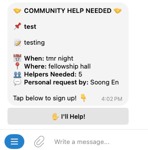 Volunteer opportunity notification broadcast to subscribers
